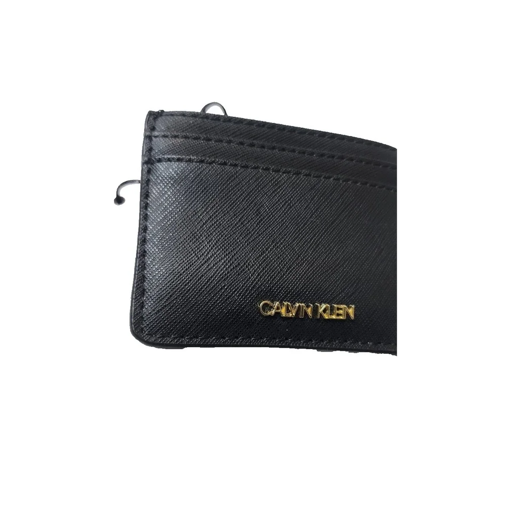 Calvin Klein Men's Credit Card Refined Saffiano Wallet Black NWT OEM